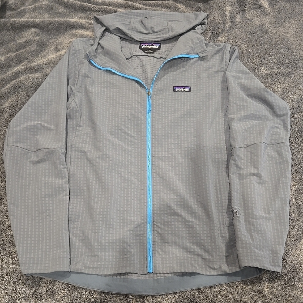 Patagonia Mens Small Plume Grey R1 TechFace Hoody Full Zip Slim Fleece Jacket L